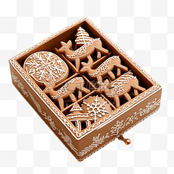 传统食品手工图片_带圣诞姜饼的工艺盒