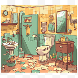 浴室物品图片_卡通廁所 向量