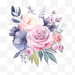 粉色的康乃馨图片_优雅的水彩花花束插画