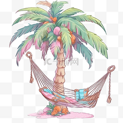 带吊床的棕榈树