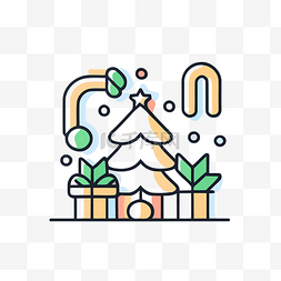 带礼物和树木的圣诞树图标 向量
