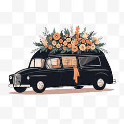 汽车照明图片_葬礼剪贴画矢量花卉复古老式黑色