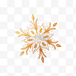 标志设计孤立金色雪花标志与树枝