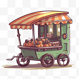 卡通卡车插画图片_购物车剪贴画食品卡车插画卡通 