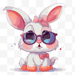戴墨镜的兔子图片_戴眼镜的兔子剪贴画 卡通可爱的
