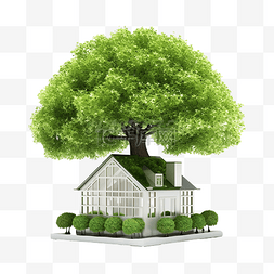 有树的绿色房子