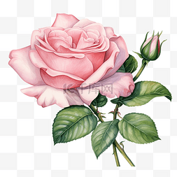 粉色图画图片_粉红色玫瑰花的植物图画