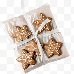 礼物包装纸图片_包装自制姜饼和糖圣诞饼干作为礼