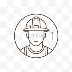 建筑工人线人物脸图标矢量设计