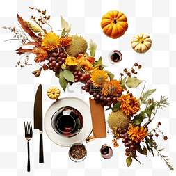 感恩节活动素材图片_聚会或感恩节庆祝活动的秋季晚餐