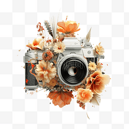 美丽的相机图片_美丽的花和相机生成ai