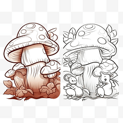 蘑菇小房子图片_卡通插图蜗牛走在蘑菇上为孩子着