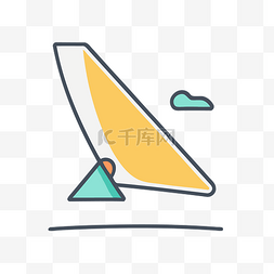 彩色帆船矢量图图片_显示了一艘黄色和橙色帆船的线条