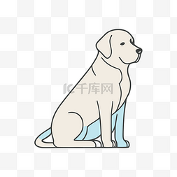 拉布拉多猎犬图片_坐在浅灰色背景上的白色拉布拉多