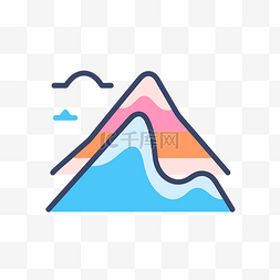 白色背景上的彩色山图标 向量