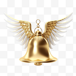 复古的铃铛图片_金色的铃铛和白色的翅膀