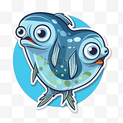 沙丁鱼鱼群图片_渔夫风格的两条蓝色鱼贴纸 向量