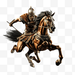 生气的马图片_斯巴达战士骑着马
