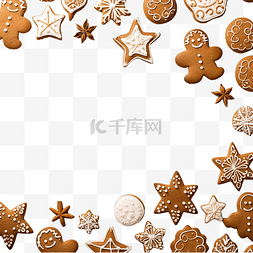 八角星图片_圣诞节姜饼饼干的平铺选择，带有
