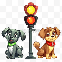 交通警告红绿灯图片_狗用宠物厕所交通灯设置卡通风格