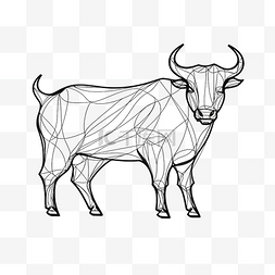公牛单线艺术线条动物