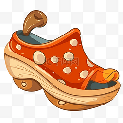 桃膠图片_木屐剪贴画卡通橙色拖鞋与棕色木