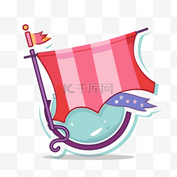 她船上的粉色海盗旗剪贴画 向量