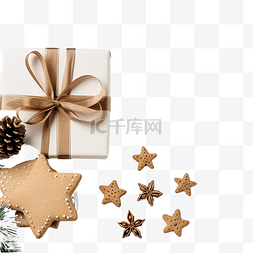 白色圣诞袜图片_带礼品盒的圣诞组合物