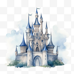 水彩城堡插图剪贴画