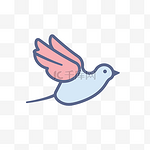 蓝色和粉色飞翔的鸽子图标 向量