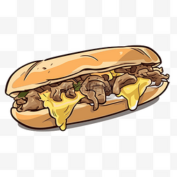 肉包子卡通图片_奶酪牛排剪贴画超级牛肉三明治配