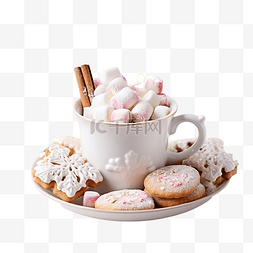 k图片_桌上有棉花糖和圣诞饼干的杯子