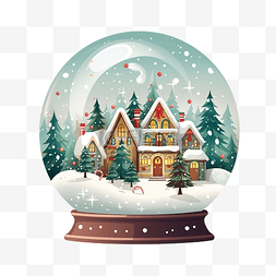 圣诞纪念品雪球与冬季枞树矢量图
