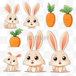 兔子耳朵的图片_用胡萝卜动物模板框架兔子或野兔