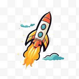 进步空间图片_火箭以简约风格进入太空插画