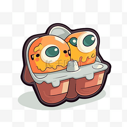 一个鸡蛋卡通图片_鸡蛋盒里的迷你怪物，有两个橙色