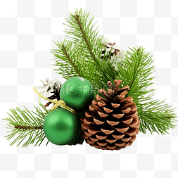 绿色的松果图片_圣诞装饰，绿色的锥体和松枝