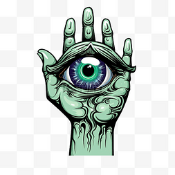 怪物眼球图片_女巫手拿着眼球贴纸临时纹身凹槽