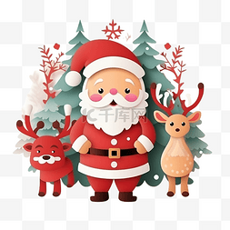 圣诞雪老人图片_与可爱的圣诞老人和驯鹿一起庆祝