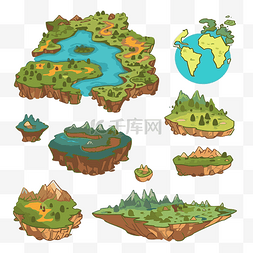 大陆剪贴画卡通集不同的游戏土地