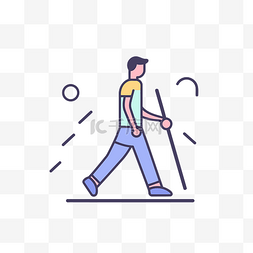 走路的人图片_拄着拐杖走路的人图标 向量