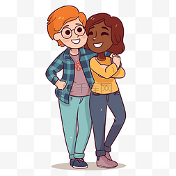 女同性恋剪贴画卡通一对朋友互相