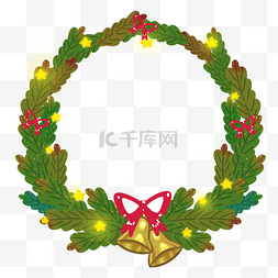 圣诞铃铛星星图片_圣诞节松树叶子金色铃铛星星边框