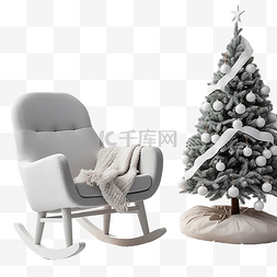 书房家庭图片_带摇椅的美丽圣诞内饰
