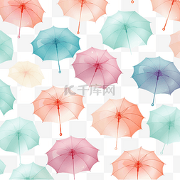 米袋包装图片_无缝背景与柔和的彩色雨伞