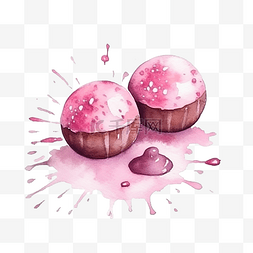 可爱生日涂鸦图片_水彩粉色巧克力炸弹