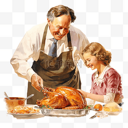 吃东西的家人图片_感恩节晚餐期间，快乐的父亲在餐