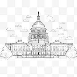 联邦图片_美国国会大厦地标前立面图的轮廓