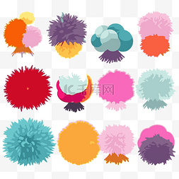 不同颜色的球图片_pompoms 剪贴画 几个不同颜色的 pom p