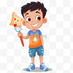 冰淇淋勺图片_d 剪贴画可爱男孩手拿冰淇淋勺卡